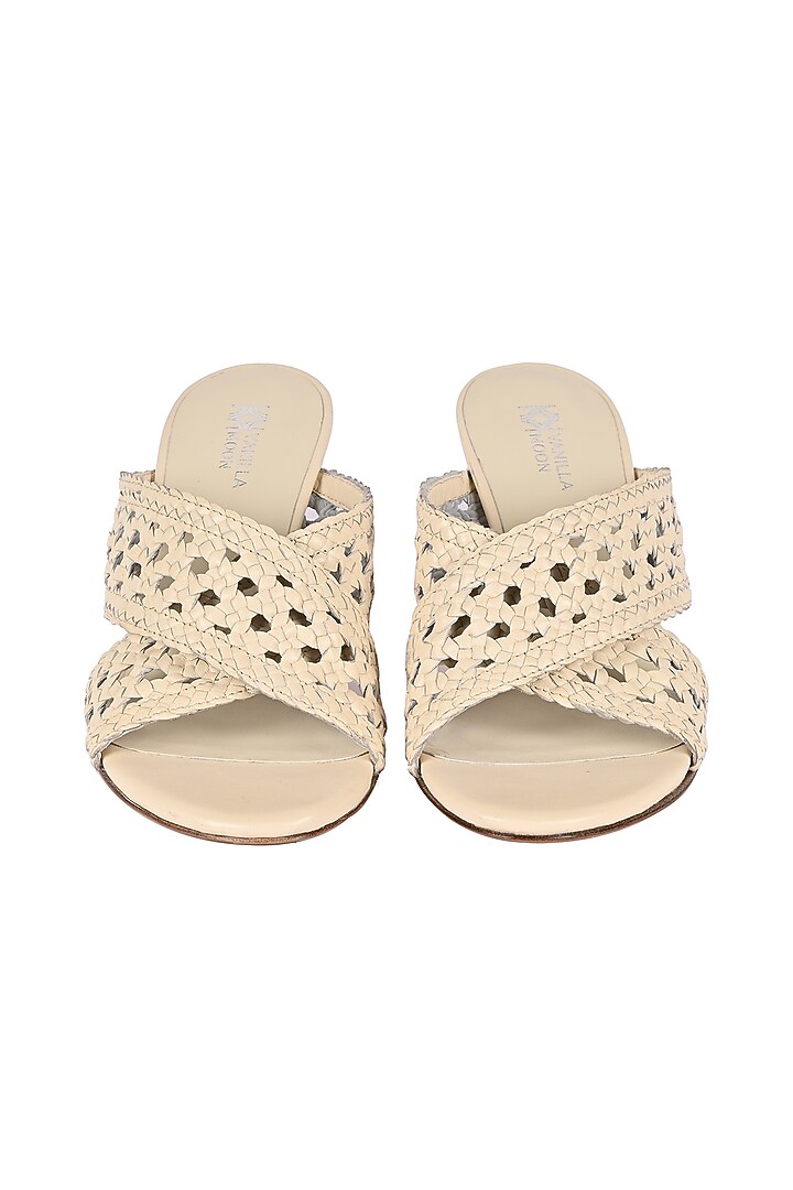 Ivory Leather Wedges by VANILLA MOON at Pernia's Pop Up Shop