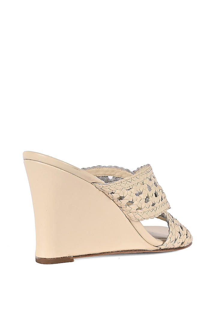 Ivory Leather Wedges by VANILLA MOON at Pernia's Pop Up Shop
