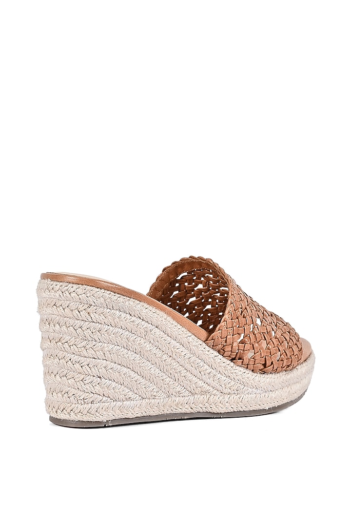 Tan Leather Wedges by VANILLA MOON at Pernia's Pop Up Shop