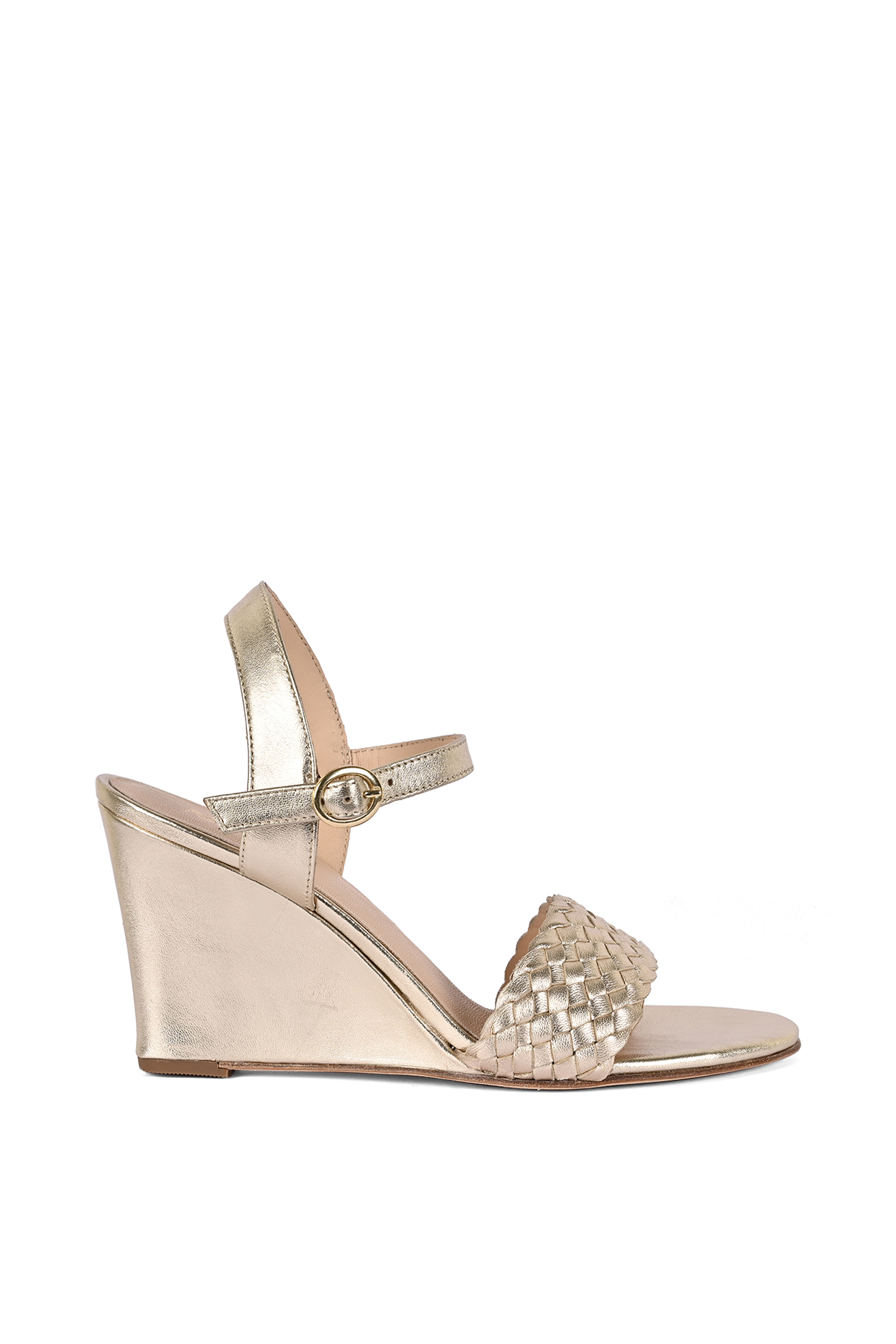 Gold Leather Wedges by VANILLA MOON at Pernia's Pop Up Shop