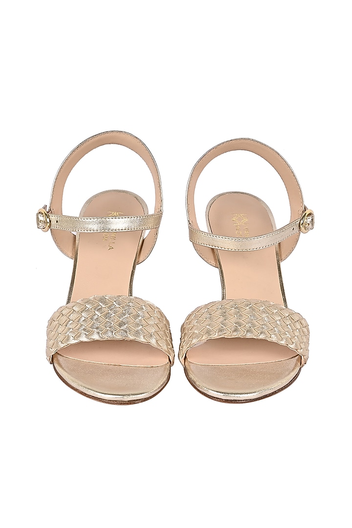 Gold Leather Wedges by VANILLA MOON at Pernia's Pop Up Shop