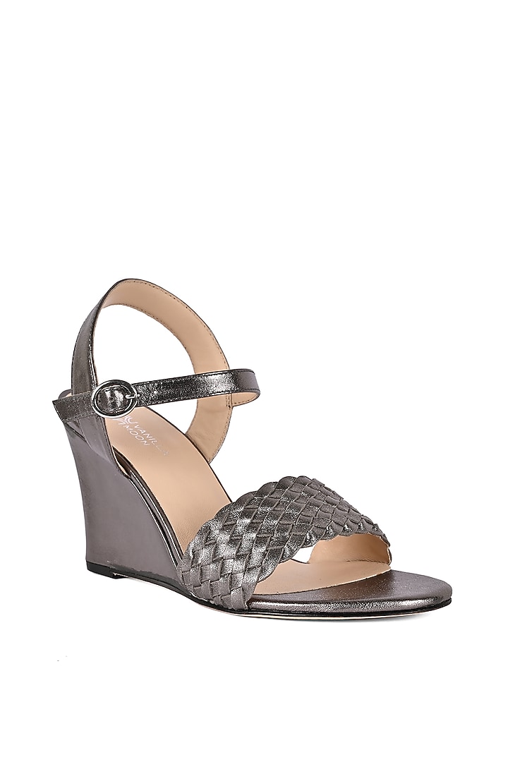 Pewter Leather Wedges by VANILLA MOON at Pernia's Pop Up Shop
