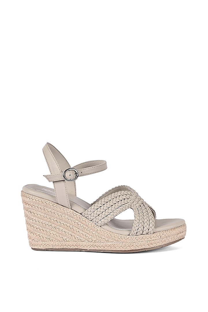 Grey Leather Braided Wedges by VANILLA MOON