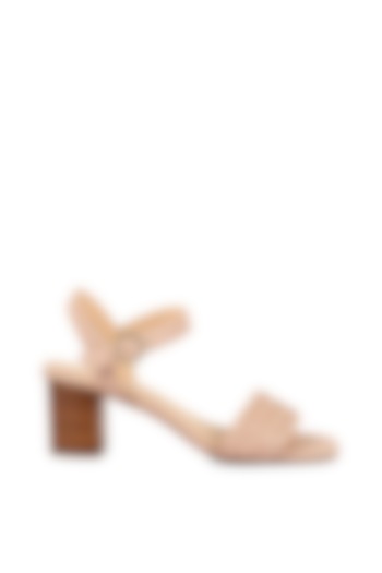 Beige Block Heels With Buckle by VANILLA MOON