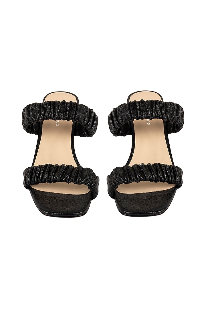 Black Ruched Heels by VANILLA MOON at Pernia's Pop Up Shop