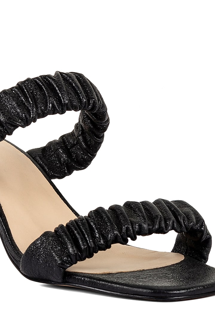 Black Ruched Heels by VANILLA MOON at Pernia's Pop Up Shop