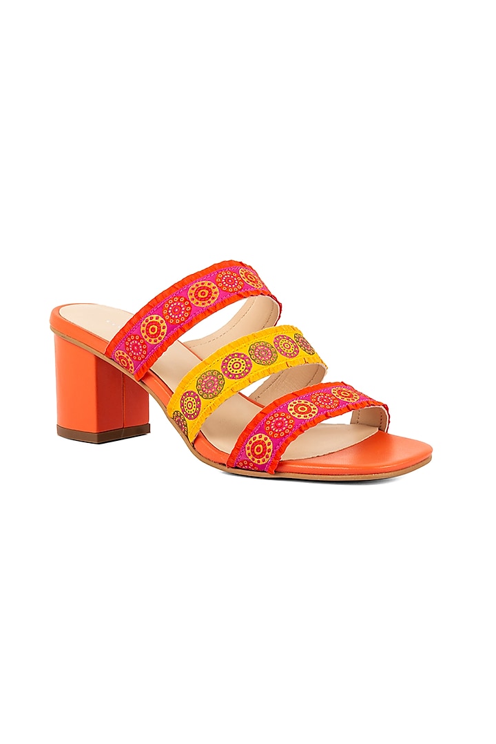 Red & Orange Jacquard Heels by VANILLA MOON
