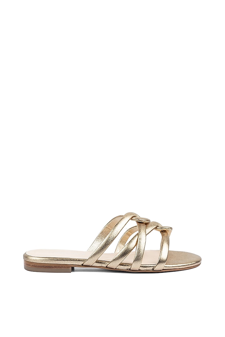 Gold Slip-On Flats by VANILLA MOON at Pernia's Pop Up Shop