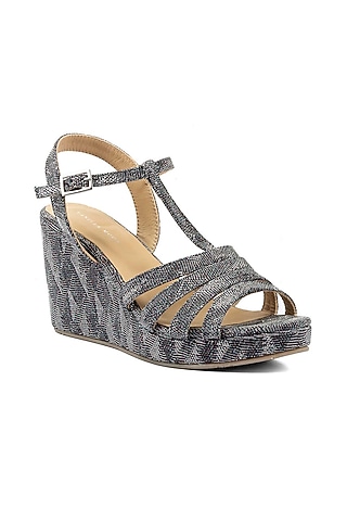 Pewter Glittery Wedges by VANILLA MOON