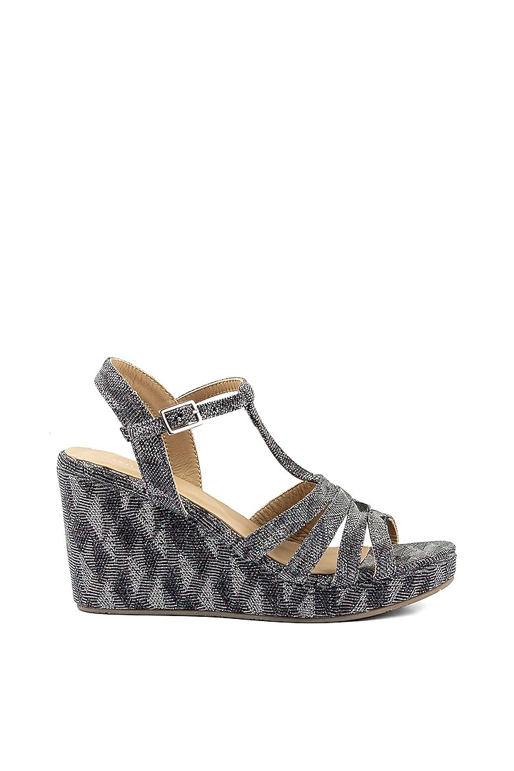 Pewter Glittery Wedges by VANILLA MOON at Pernia's Pop Up Shop