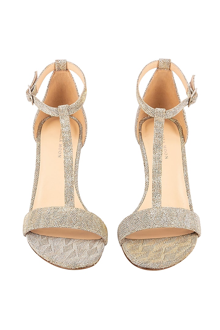 Gold Textile Stilettos by VANILLA MOON at Pernia's Pop Up Shop