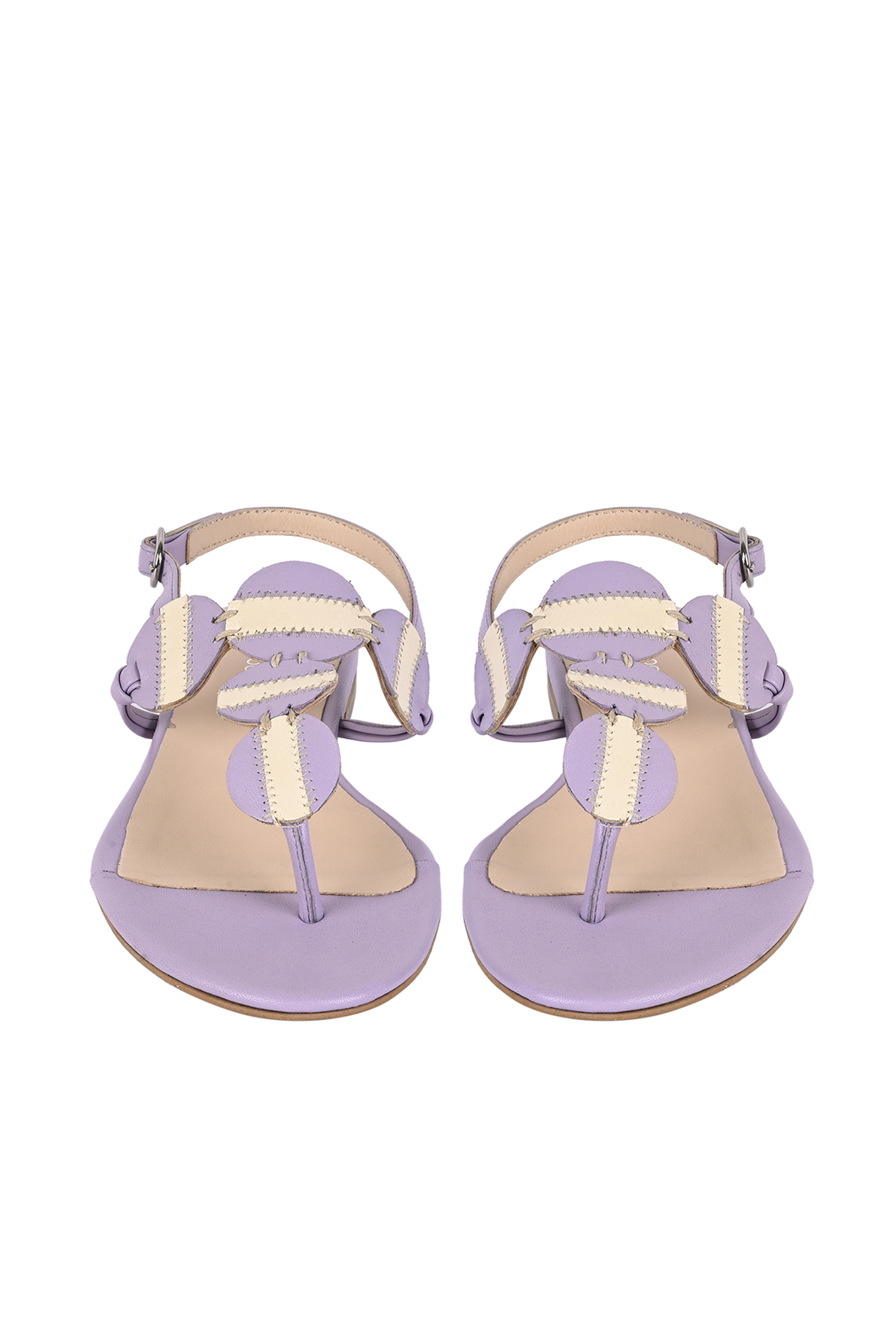 Lilac & Ivory Leather Patchwork Flats by VANILLA MOON at Pernia's Pop Up Shop