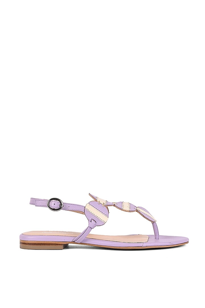 Lilac & Ivory Leather Patchwork Flats by VANILLA MOON at Pernia's Pop Up Shop