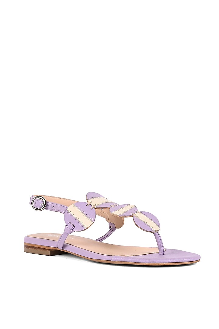 Lilac & Ivory Leather Patchwork Flats by VANILLA MOON at Pernia's Pop Up Shop
