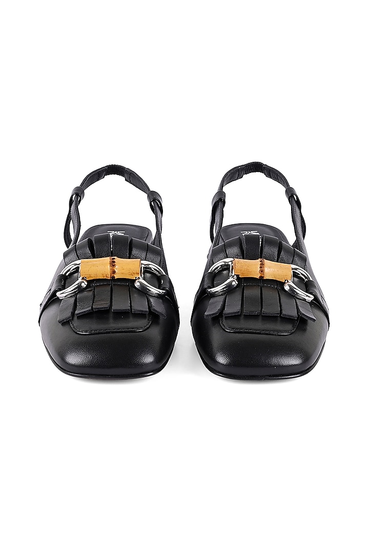 Black Leather Slingback Sandals by VANILLA MOON