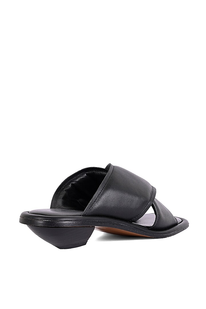 Black Leather Cross Strap Heels by JVAM at Pernia's Pop Up Shop