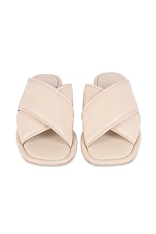 Ivory Leather Cross Strap Heels by JVAM