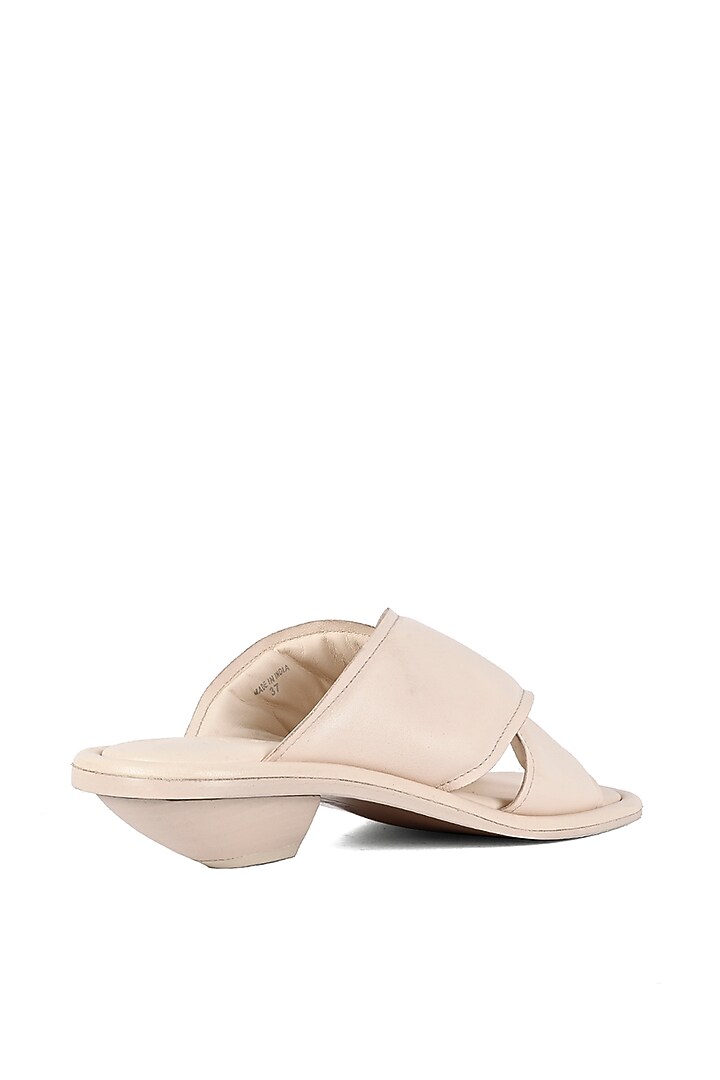 Ivory Leather Cross Strap Heels by JVAM at Pernia's Pop Up Shop