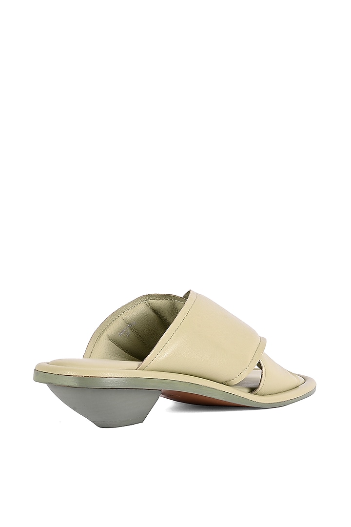 Green Leather Cross Strap Heels by JVAM at Pernia's Pop Up Shop