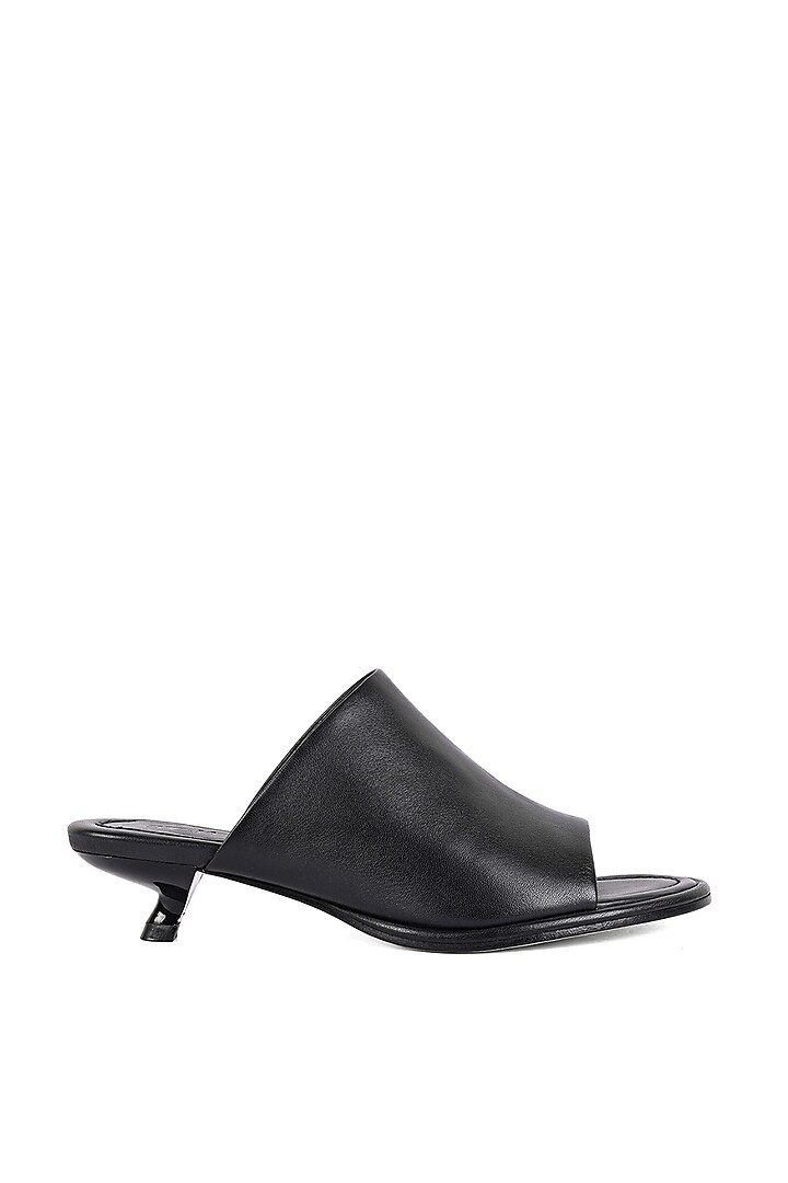 Black Leather Kitten Heels by JVAM at Pernia's Pop Up Shop