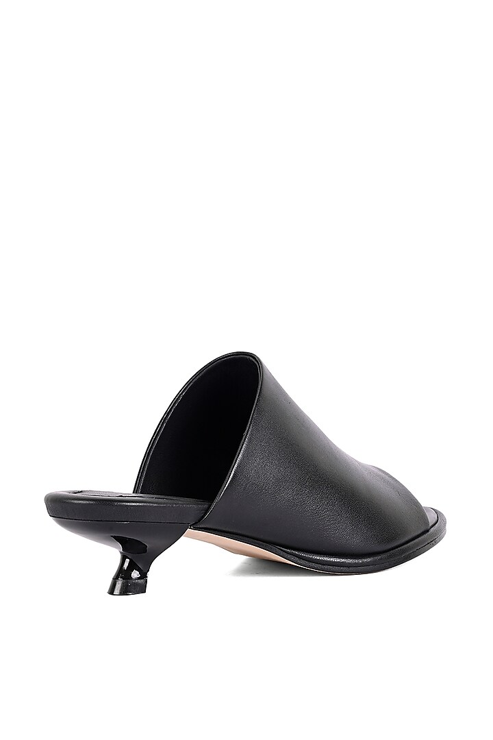 Black Leather Kitten Heels by JVAM at Pernia's Pop Up Shop