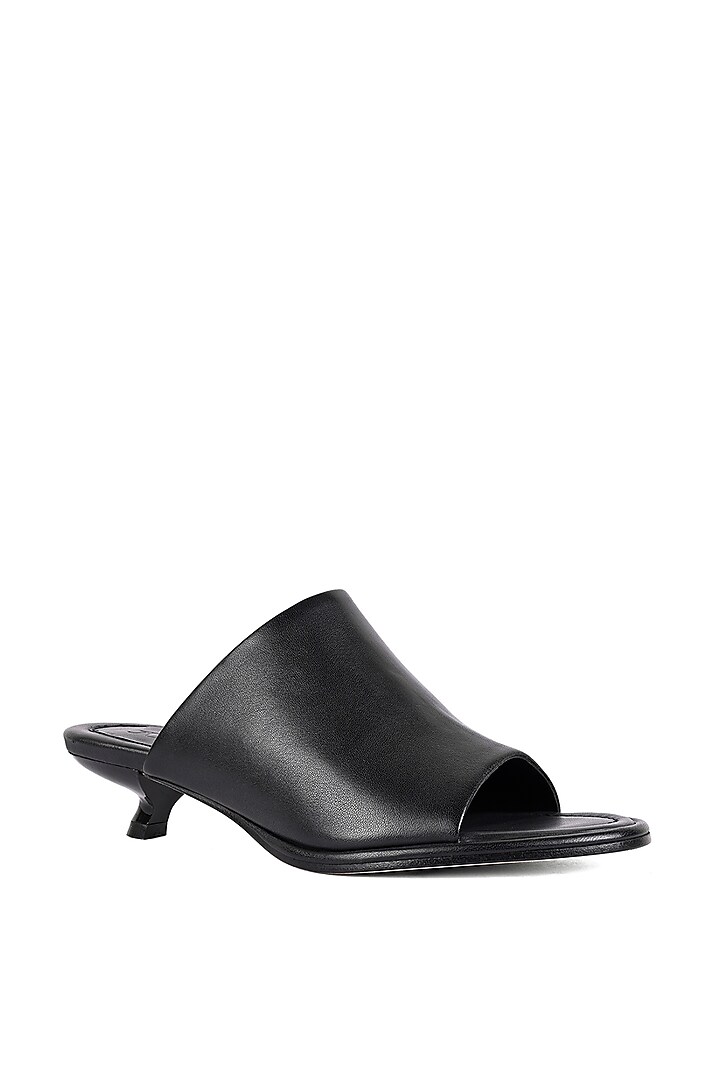 Black Leather Kitten Heels by JVAM at Pernia's Pop Up Shop