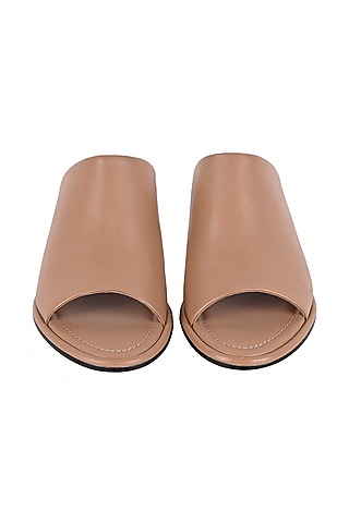 Nude Leather Kitten Heels by JVAM