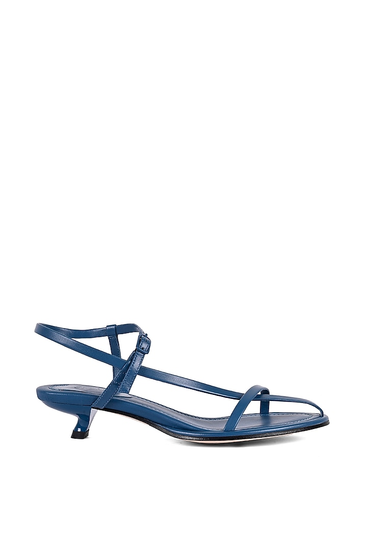 Blue Leather Strappy Kitten Heels by JVAM at Pernia's Pop Up Shop