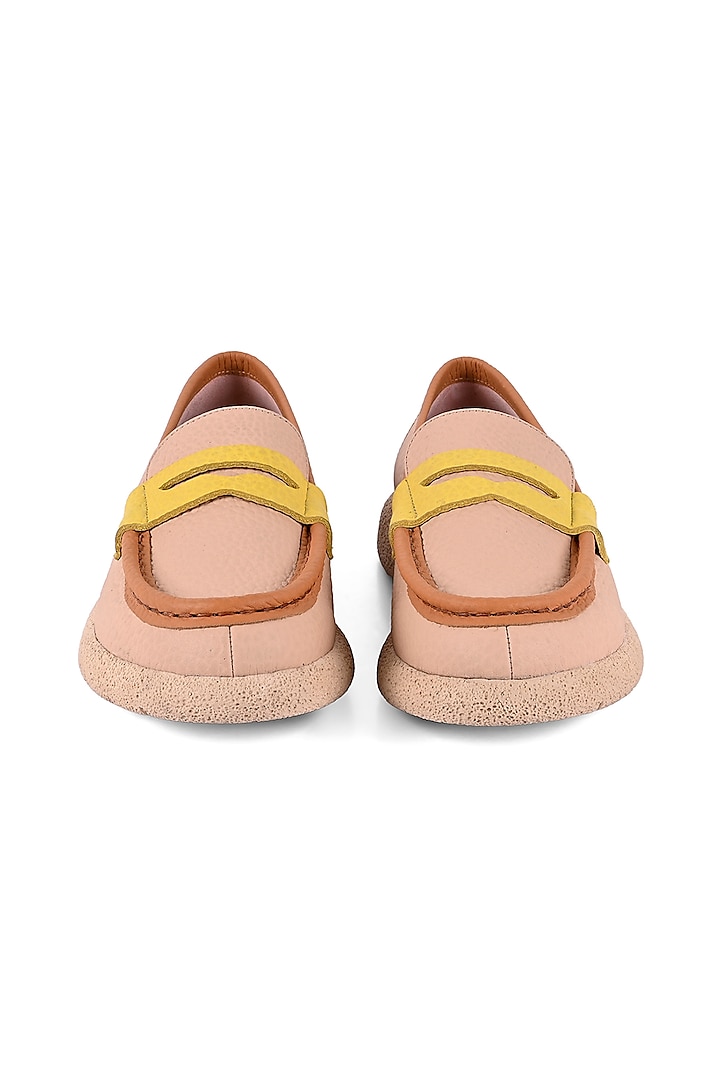 Pale Pink Leather Moccasins by VANILLA MOON at Pernia's Pop Up Shop