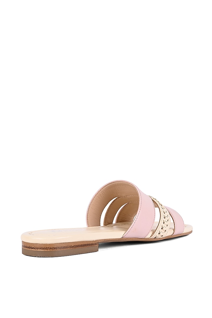Ivory & Pale Pink Leather Flats by VANILLA MOON at Pernia's Pop Up Shop