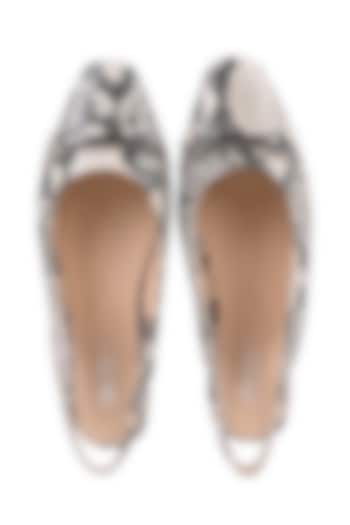 Black & White Leather Printed Slingback Flats by VANILLA MOON