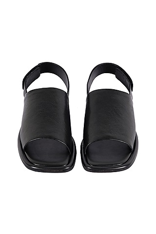 Black Leather Slingback Sandals by JVAM