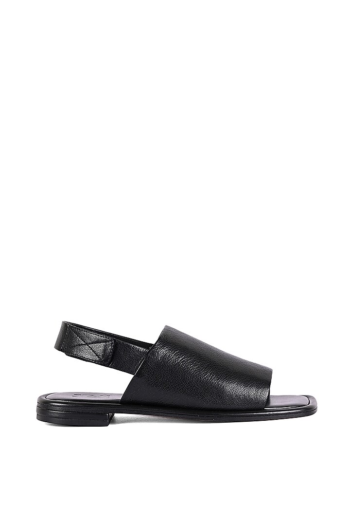Black Leather Slingback Sandals by JVAM at Pernia's Pop Up Shop