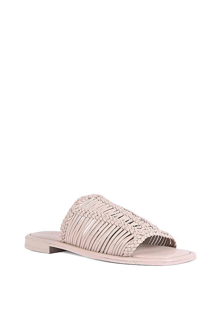 Ivory Leather Mules by JVAM at Pernia's Pop Up Shop