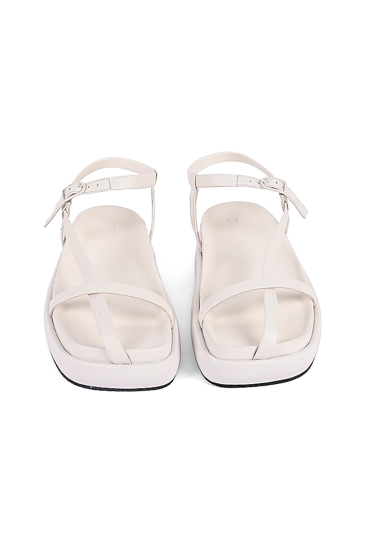 White Leather Flats by VANILLA MOON