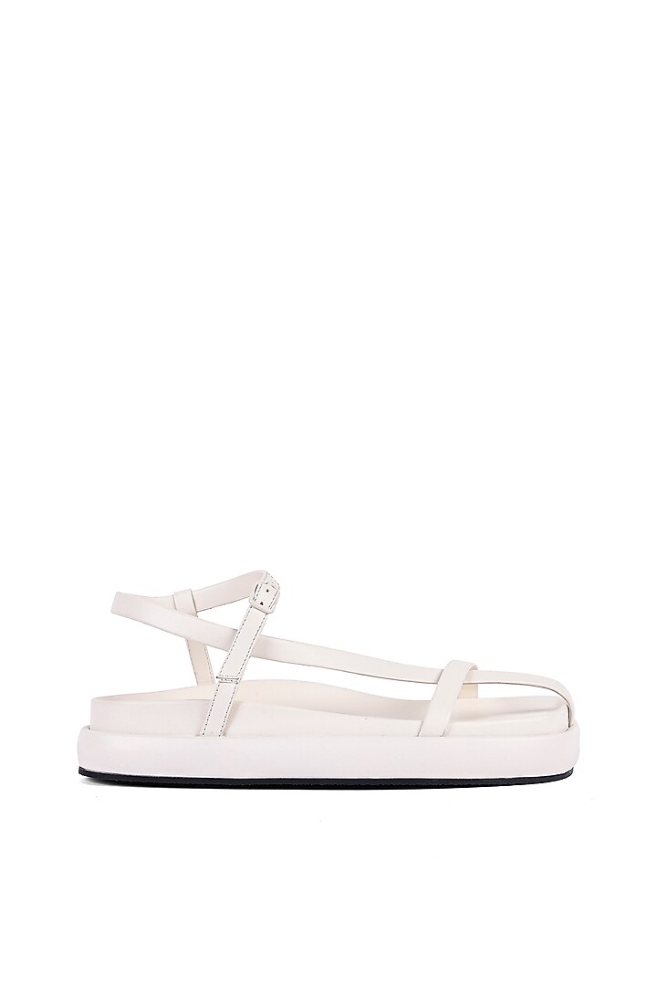 White Leather Flats by JVAM at Pernia's Pop Up Shop