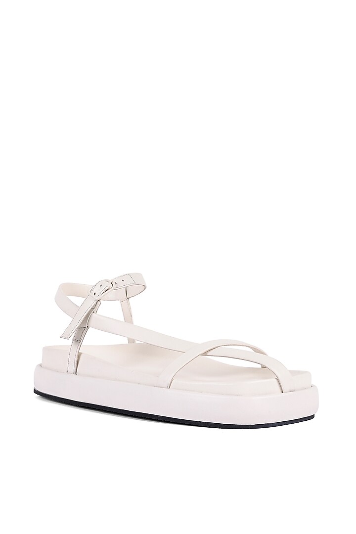 White Leather Flats by JVAM at Pernia's Pop Up Shop