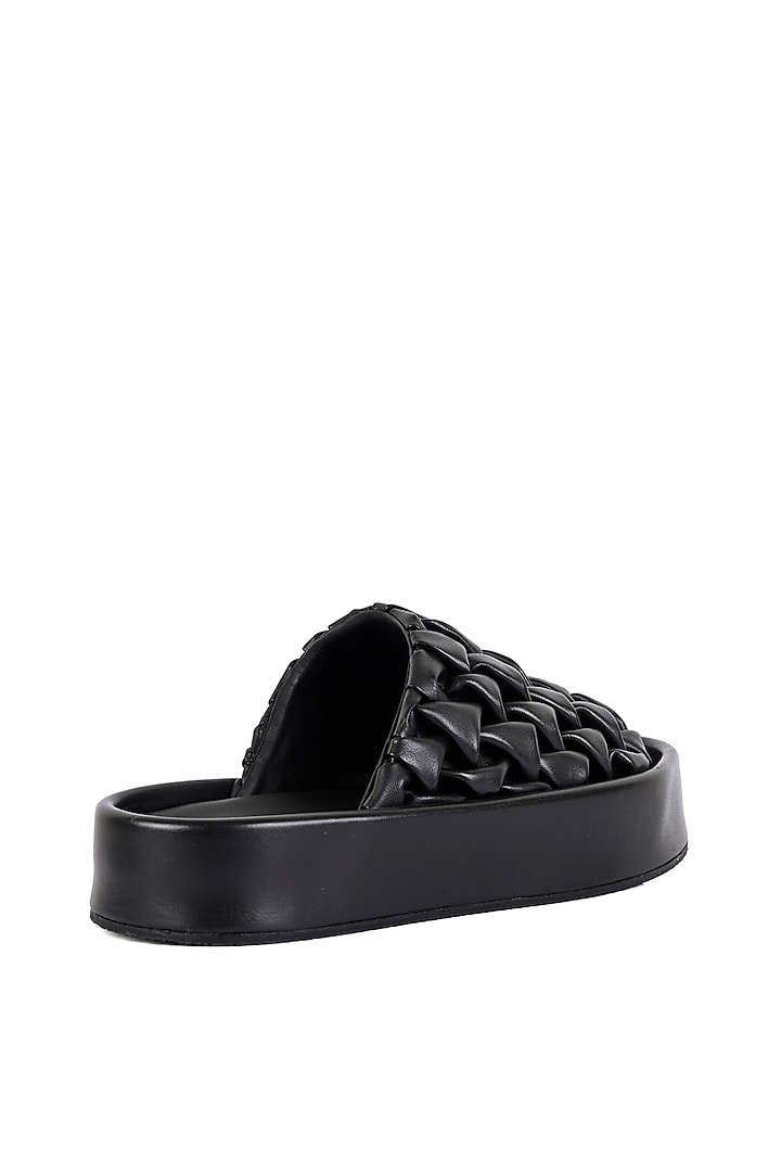 Black Leather Handcrafted Flats by JVAM at Pernia's Pop Up Shop