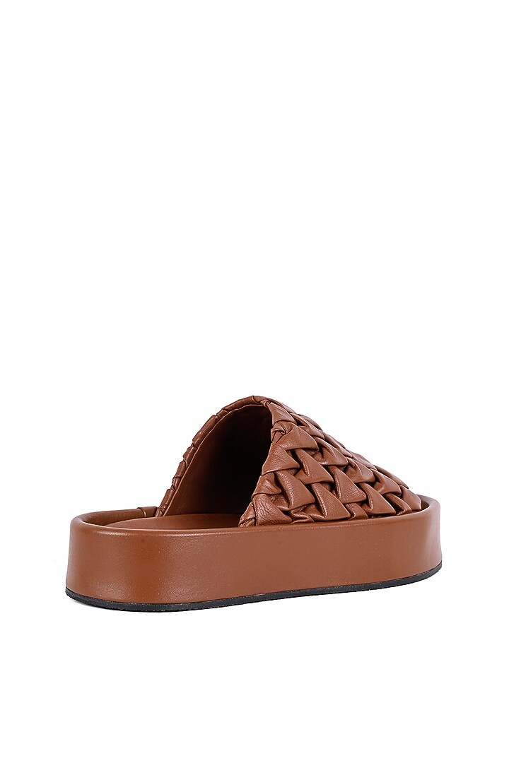 Tan Leather Handcrafted Flats by JVAM at Pernia's Pop Up Shop