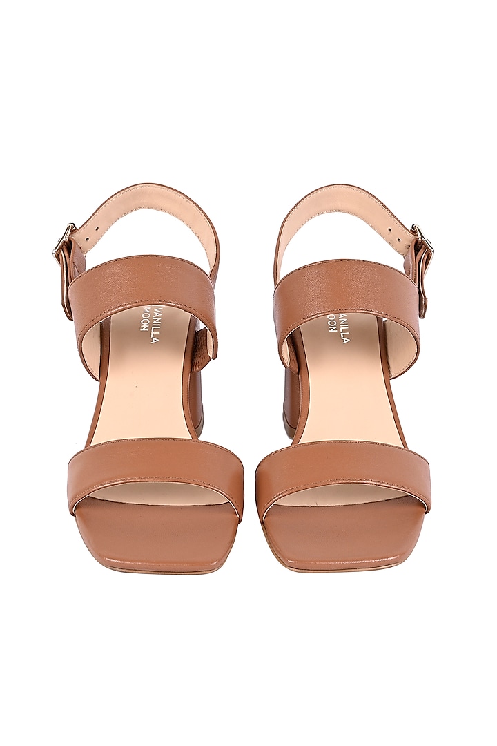 Tan Leather Slingback Sandals by VANILLA MOON