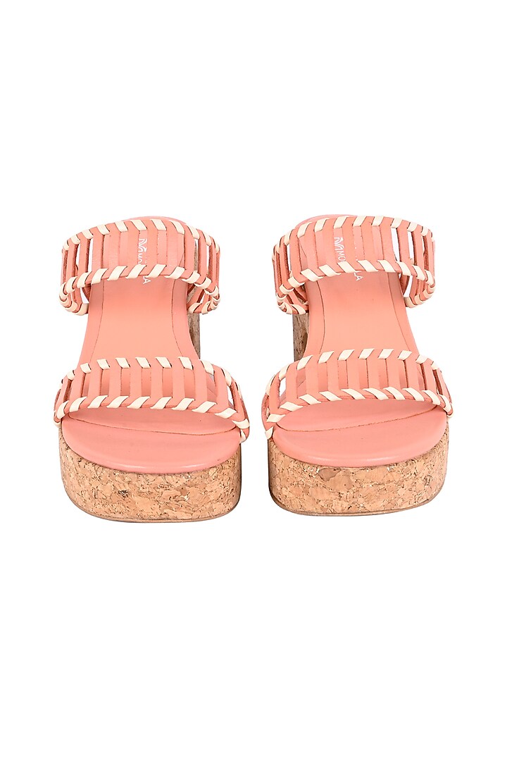 Salmon Pink Leather Sandals by VANILLA MOON