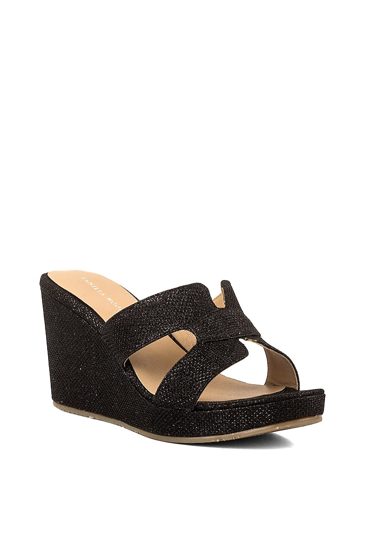 Black Glitter Sandals by VANILLA MOON