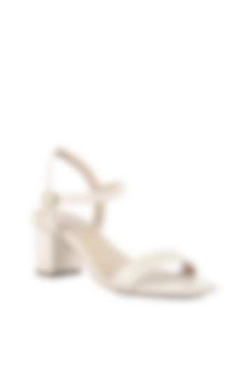 Off-White Leather Block Heels by VANILLA MOON