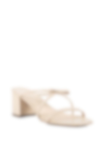 Beige Triple Strapped Sandals by VANILLA MOON