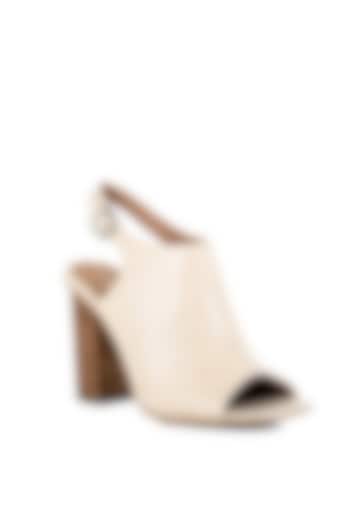 Off-White Peep-Toe Sandals by VANILLA MOON