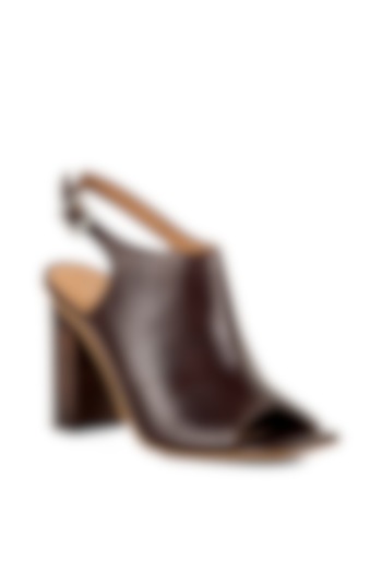 Brown Peep-Toe Sandals by VANILLA MOON