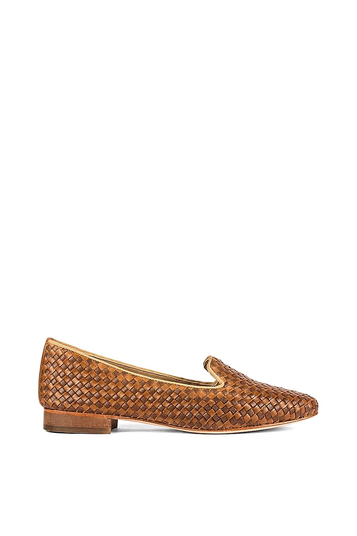 Tan Handcrafted Loafers by VANILLA MOON
