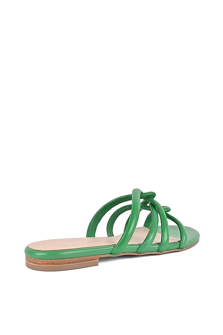 Green Strappy Slip-On Flats by VANILLA MOON at Pernia's Pop Up Shop