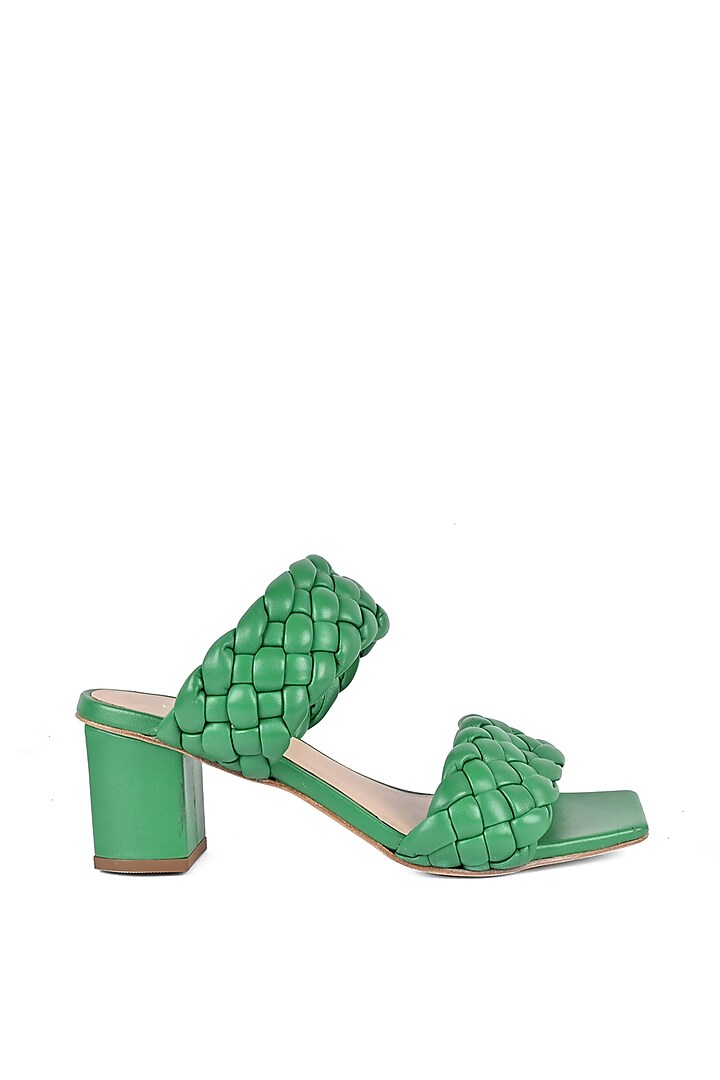 Green Hand Quilted Heels by VANILLA MOON