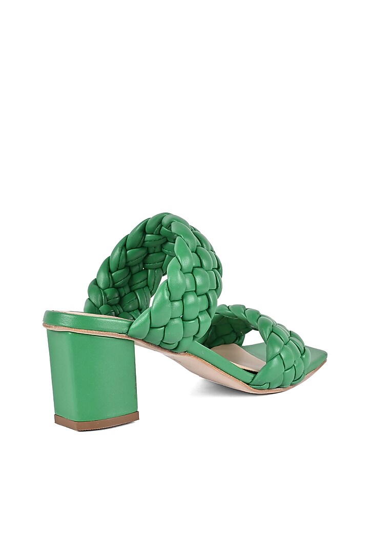 Green Hand Quilted Heels by VANILLA MOON at Pernia's Pop Up Shop